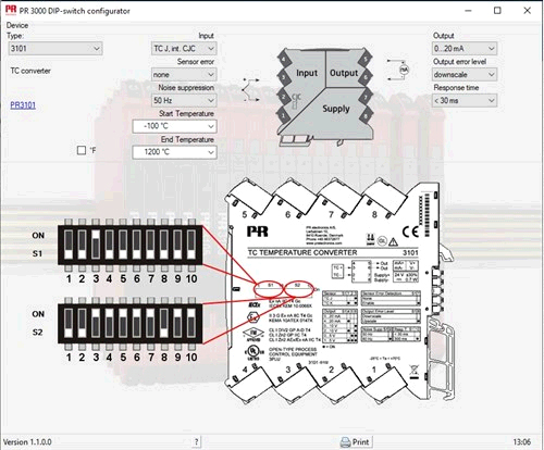 PR electronics 3000 serie Dip-Switch configurator Software